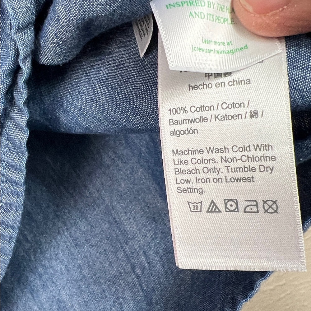 J. Crew Chambray Ruffle Neckline Short Ruffle Sleeve Top XXS - Picture 4 of 7